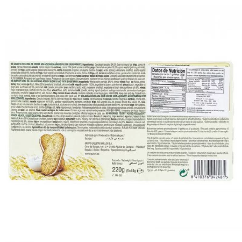 Galletas Gullon Diet Nature 220 Gr Yogur 8410376042481