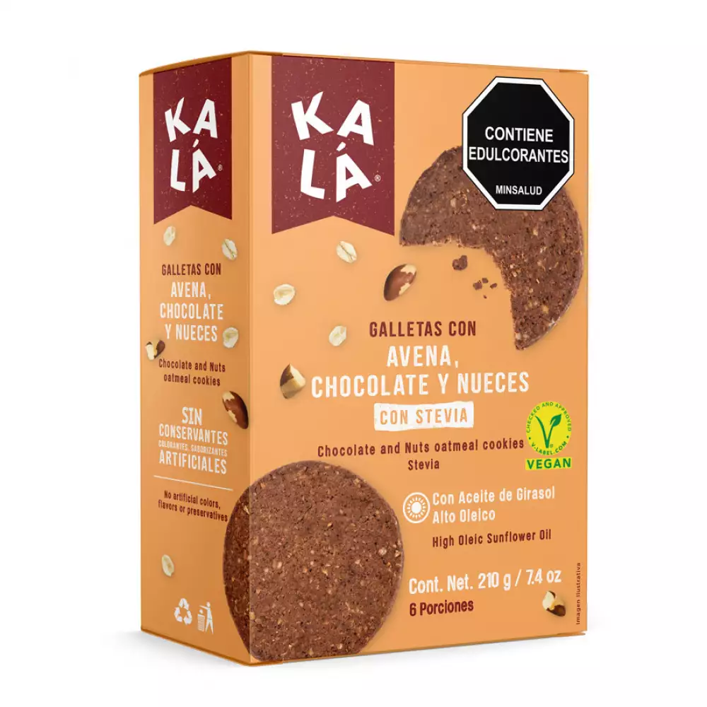 Galletas kalá x 210gr avena chocolate nueces 20645