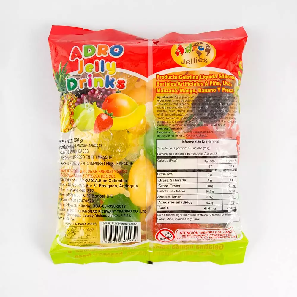 Gelatina Adro Jelly Drinks 860 Gr Frutas 1538