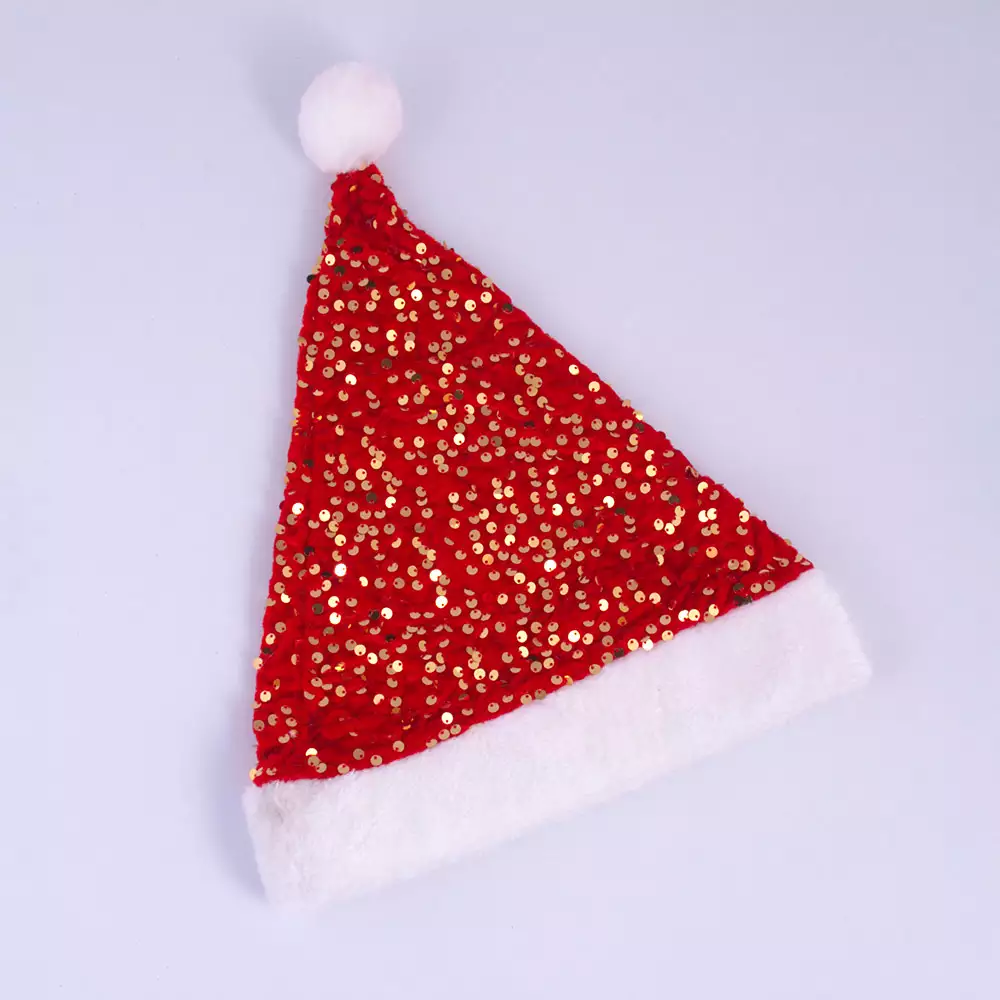 Gorro Miro Christmas Lentejuelas 28X38Cm Rojo Blanco Felpa 831-D10