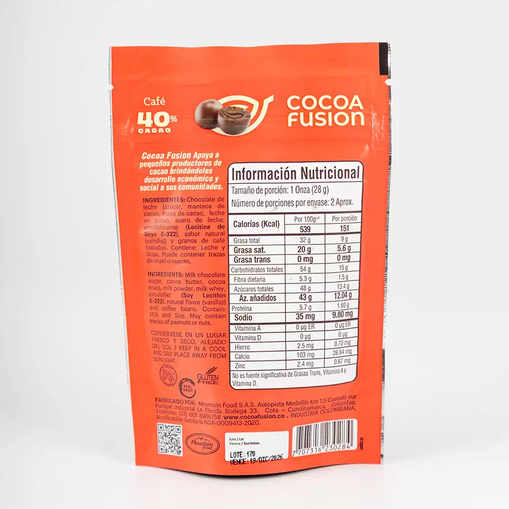 Gragea Cocoa Fusion 40 Cacao 50 Gr Cafe Gragea0284