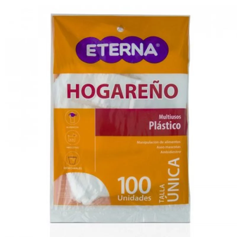 Guantes Eterna 414000110 Multiusos Plastico Talla Unica Set 100 Un