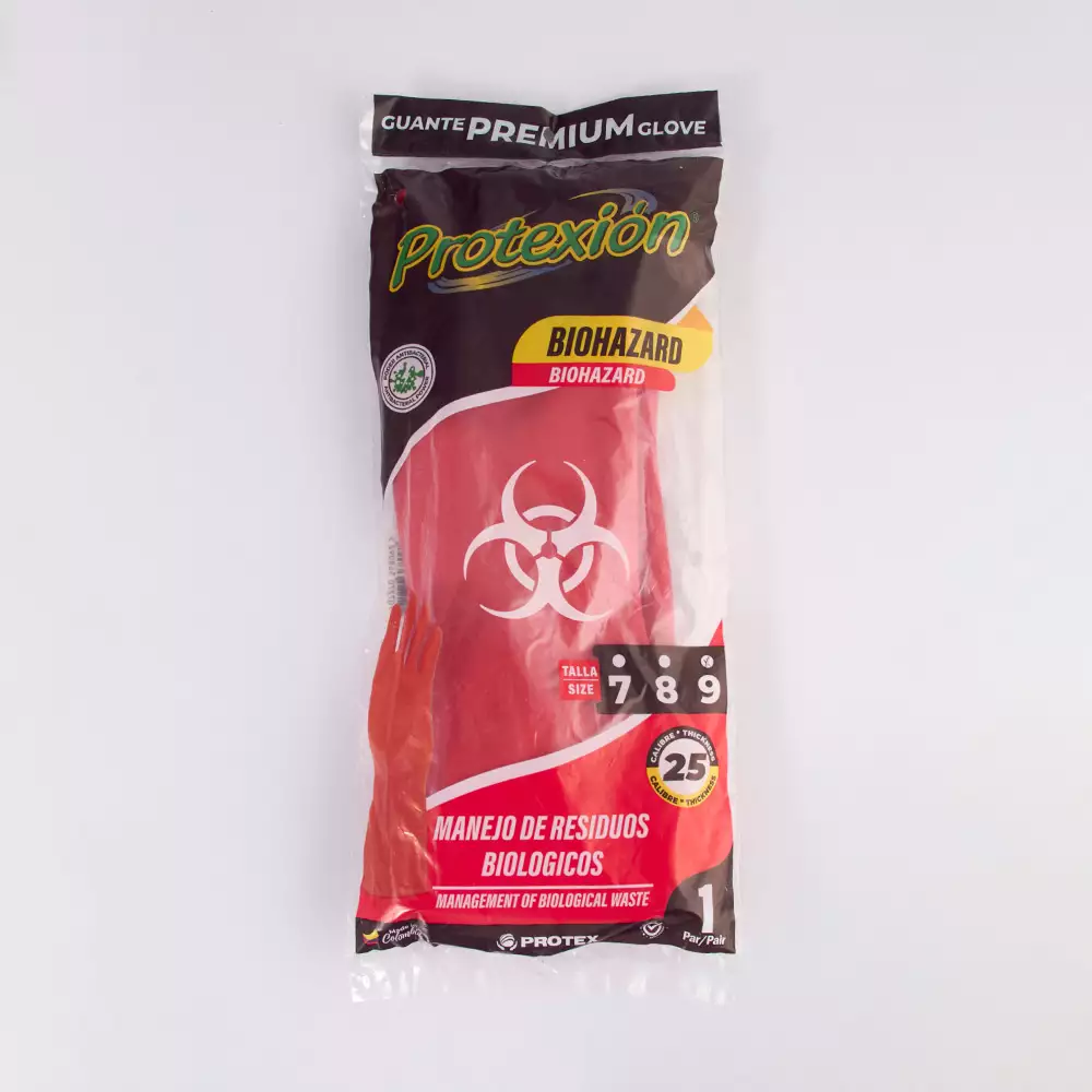 Guantes Visionario Biohazard C25 L Rojo Latex Gipr25R9