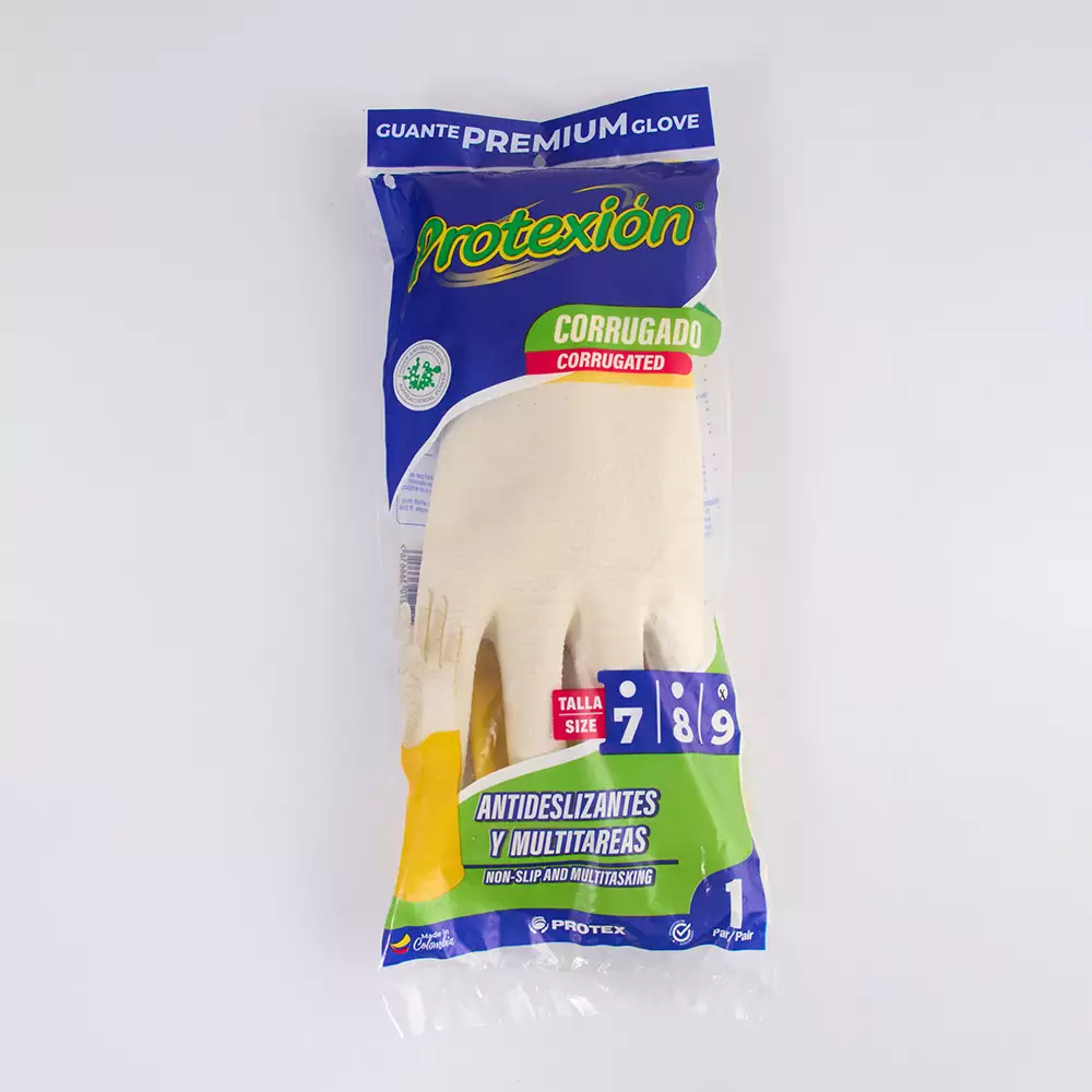 Guantes Visionario Corrugado L Amarillo Latex Gdocor90