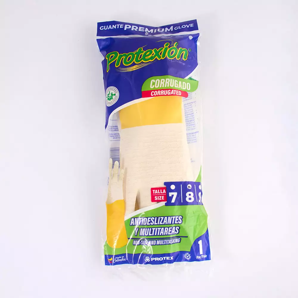 Guantes Visionario Corrugado M Amarillo Latex Gdocor80