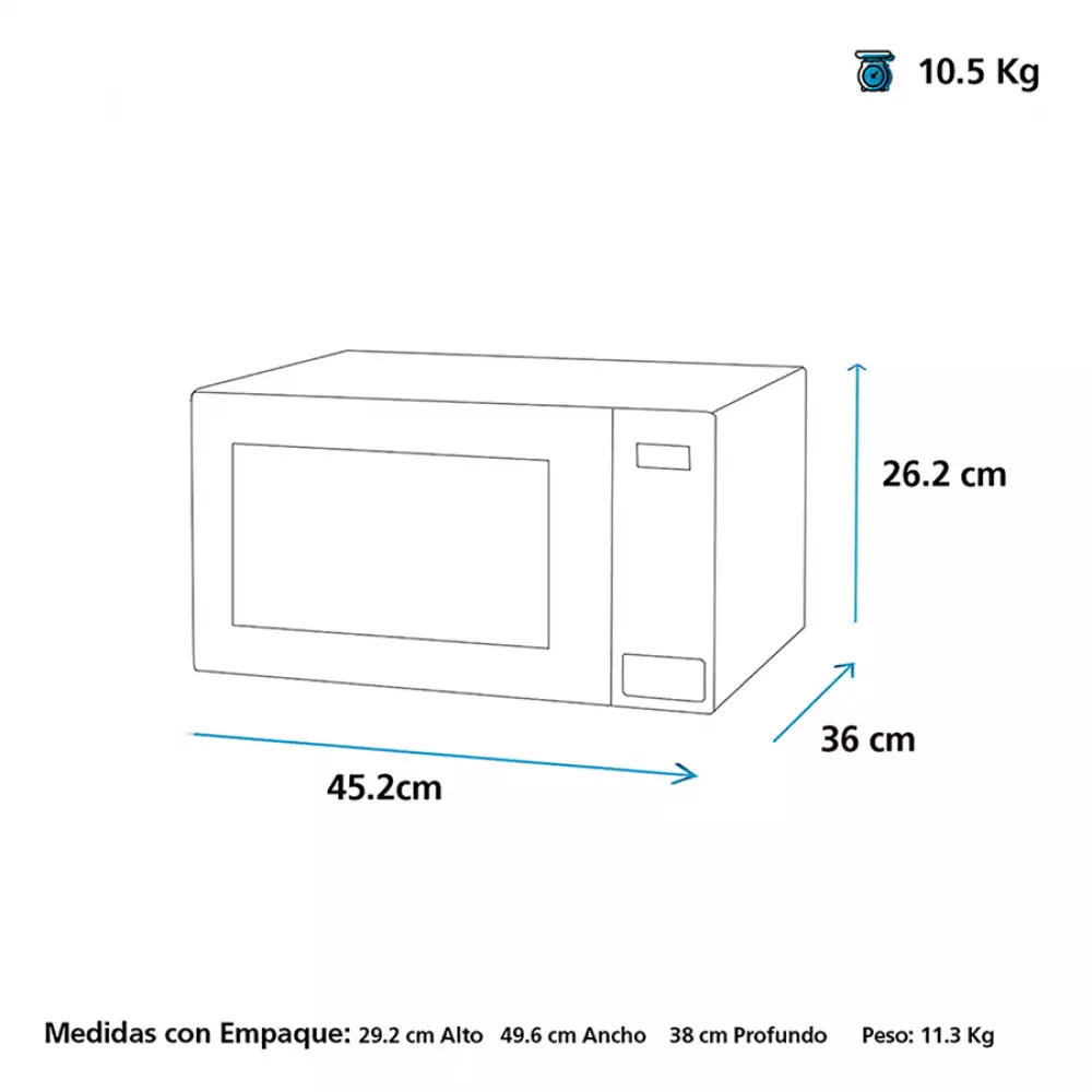 Horno microondas ge espejo 45x26x35cm gris 10.5 kg .7 pc 120