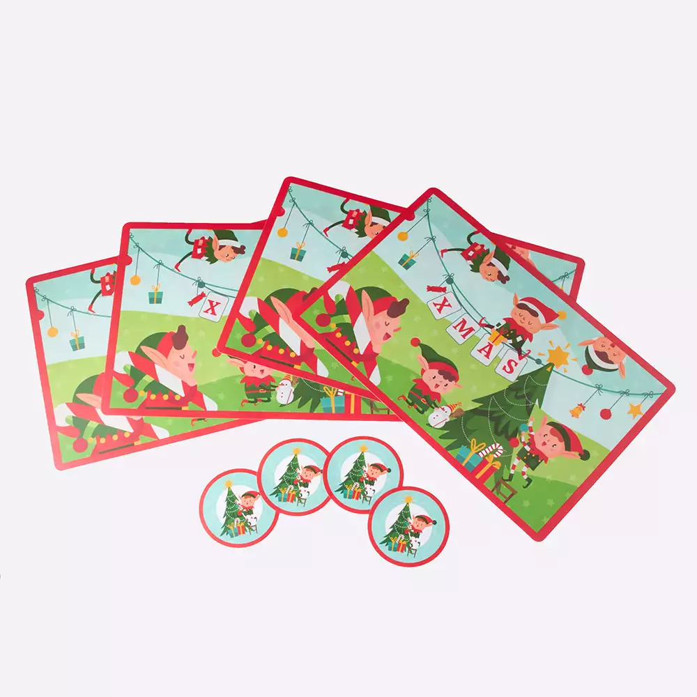 Individual+Portavaso Miro Christmas Elfos 43X43Cm Rojo Verde Pol