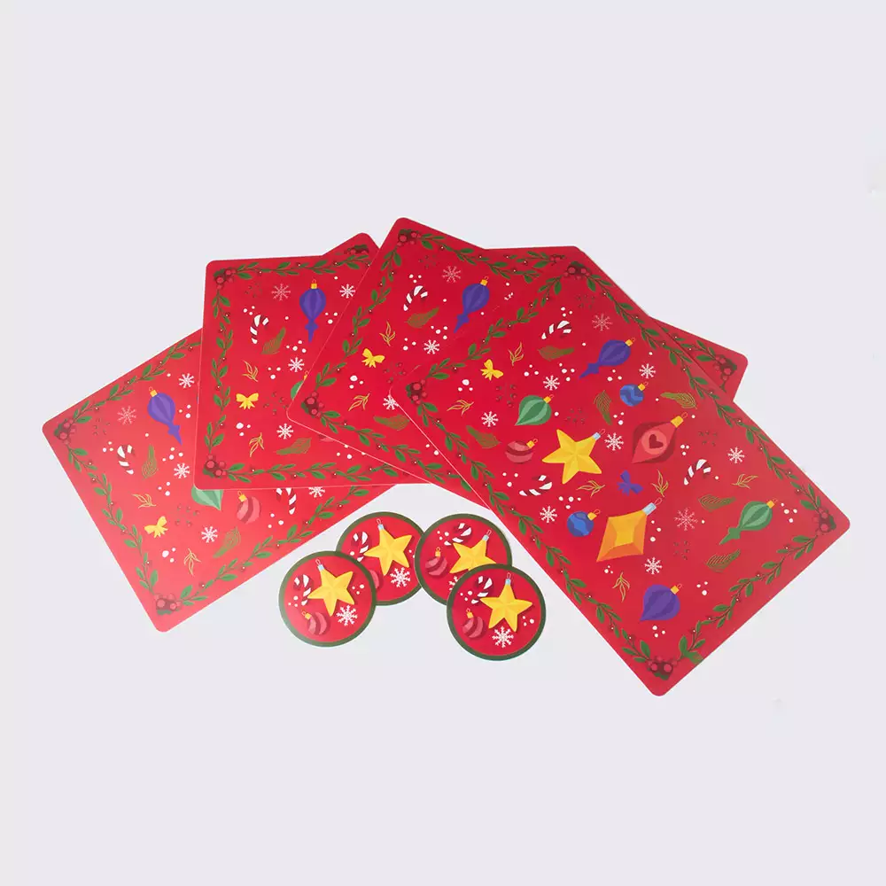 Individual+Portavaso Miro Christmas Estrella 43X43Cm Rojo Polipr
