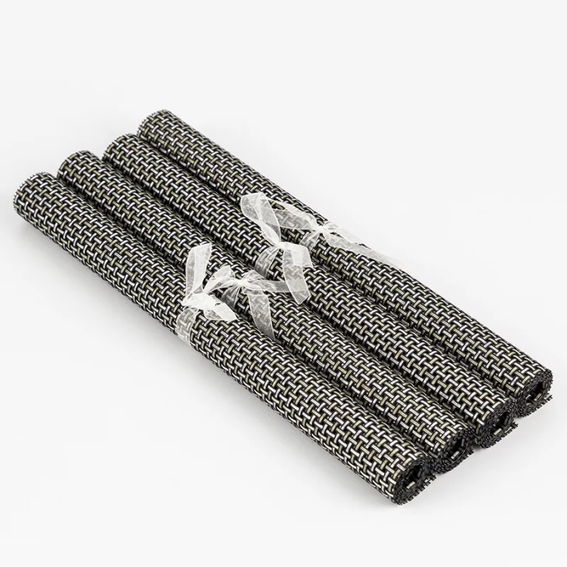 Individuales Expressions Setx4 Pvc Rectangul 30X45Cm Chain Plomo/Oro