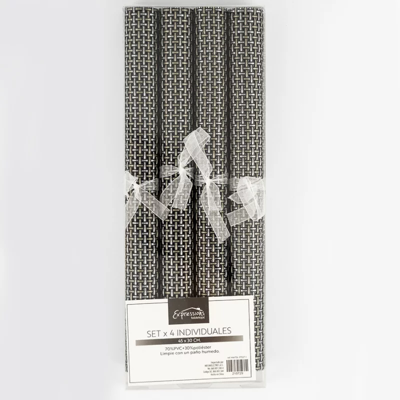 Individuales Expressions Setx4 Pvc Rectangul 30X45Cm Chain Plomo/Oro