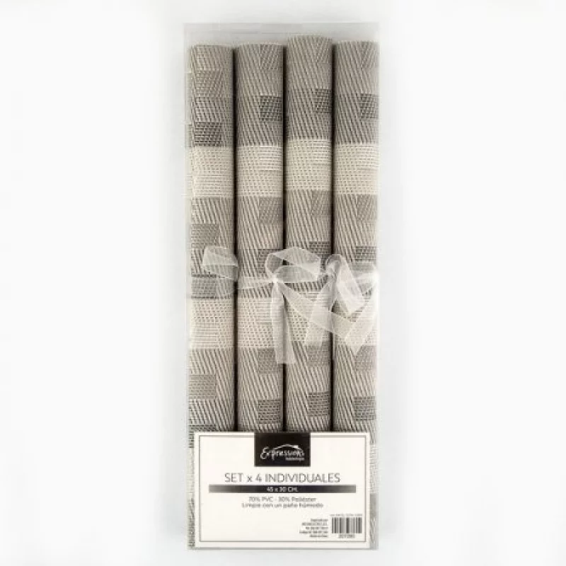 Individuales Expressions Setx4 Pvc Rectangul 30X45Cm Square Silver
