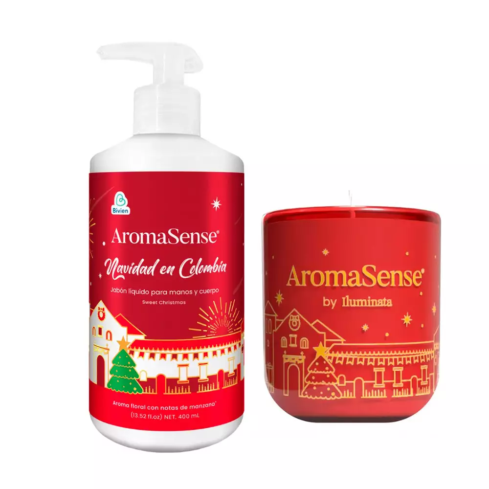 Jabon Liquido + Vela Aromasense Manzana Navidad Rojo 101851