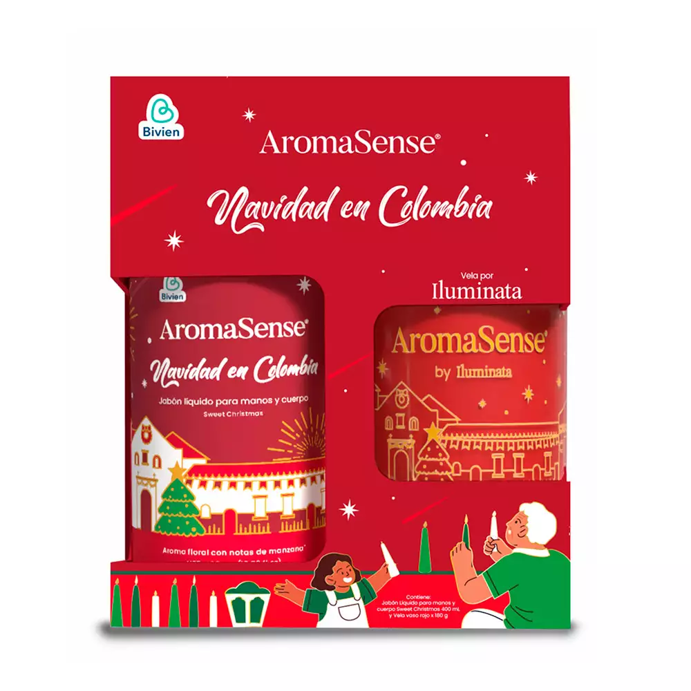 Jabon Liquido + Vela Aromasense Manzana Navidad Rojo 101851