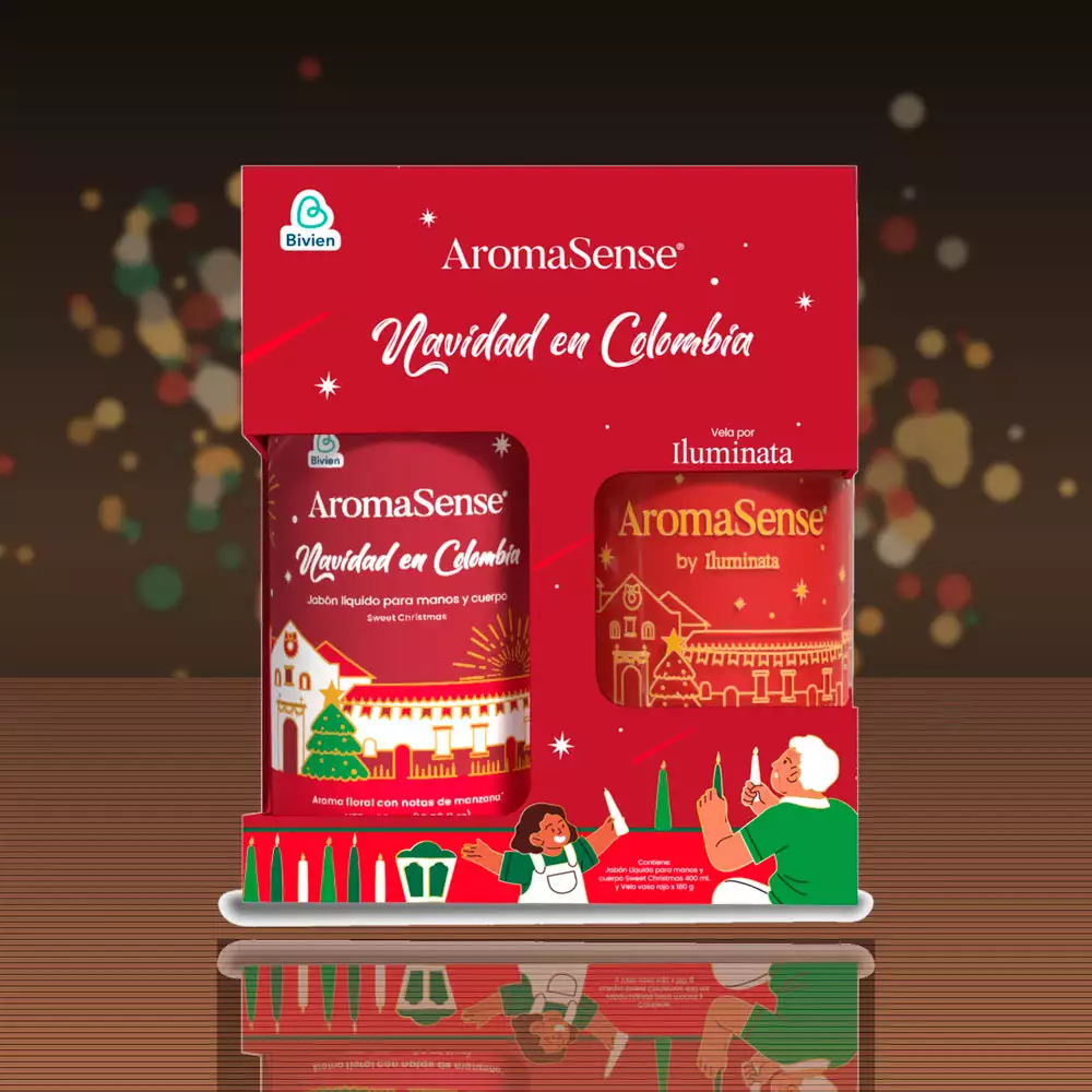 Jabon Liquido + Vela Aromasense Manzana Navidad Rojo 101851