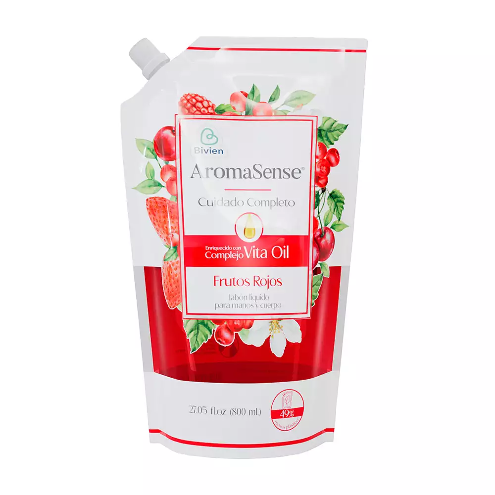 Jabon Liquido Aromasense Doypack 800 Ml Frutos Rojos Aaa159