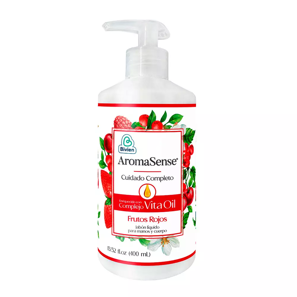 Jabon Liquido Aromasense Valvula 400 Ml Frutos Rojos Aab414