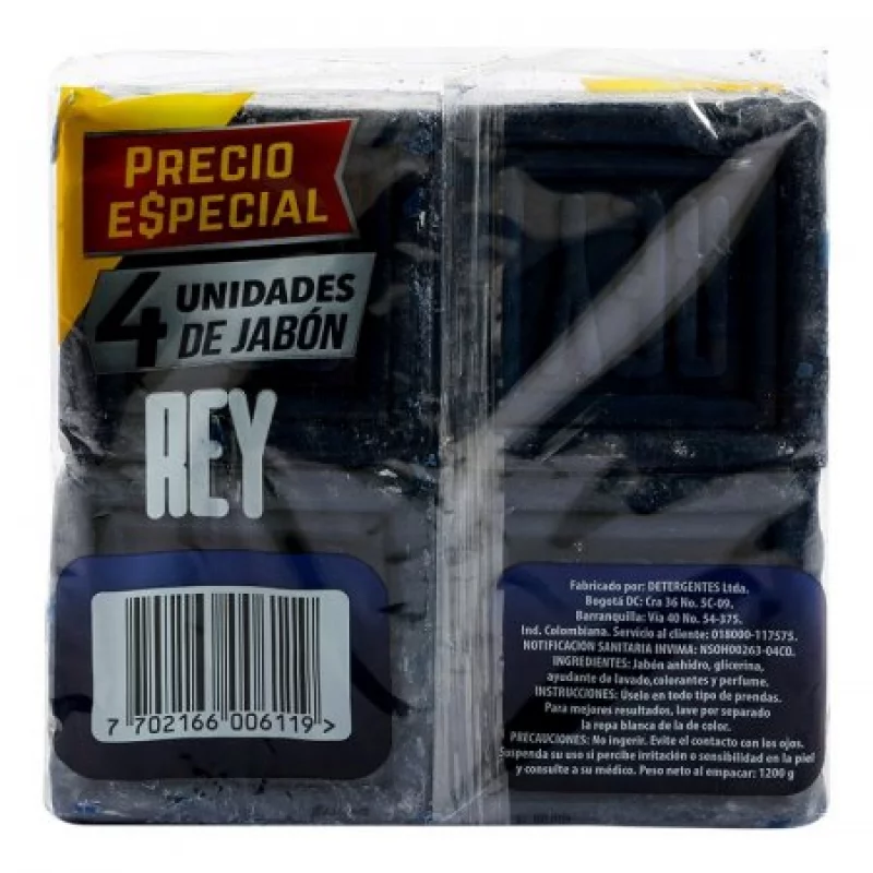 Jabon Rey 12041 Barra 4 Un 1200 Gr