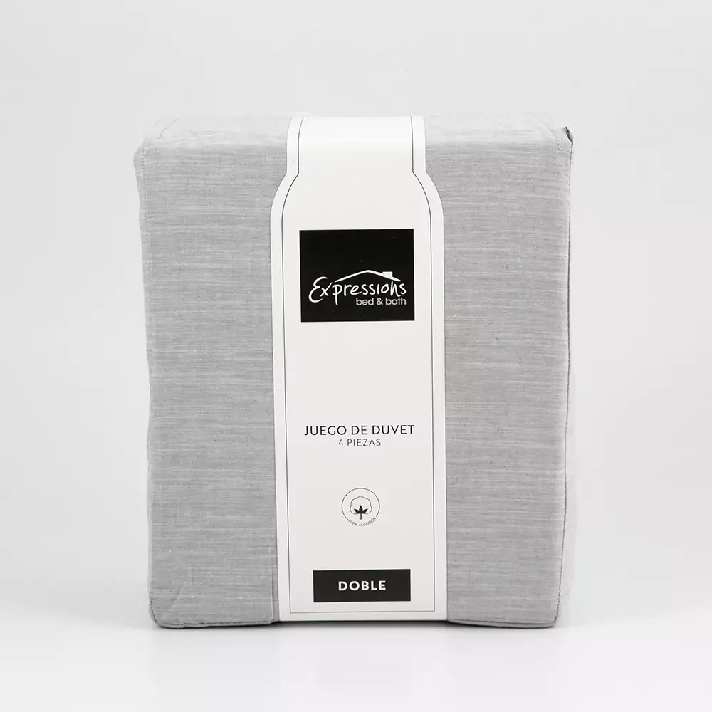 Juego De Duvet Expressions Doble 190X140Cm Gris Claro 100% Algodon