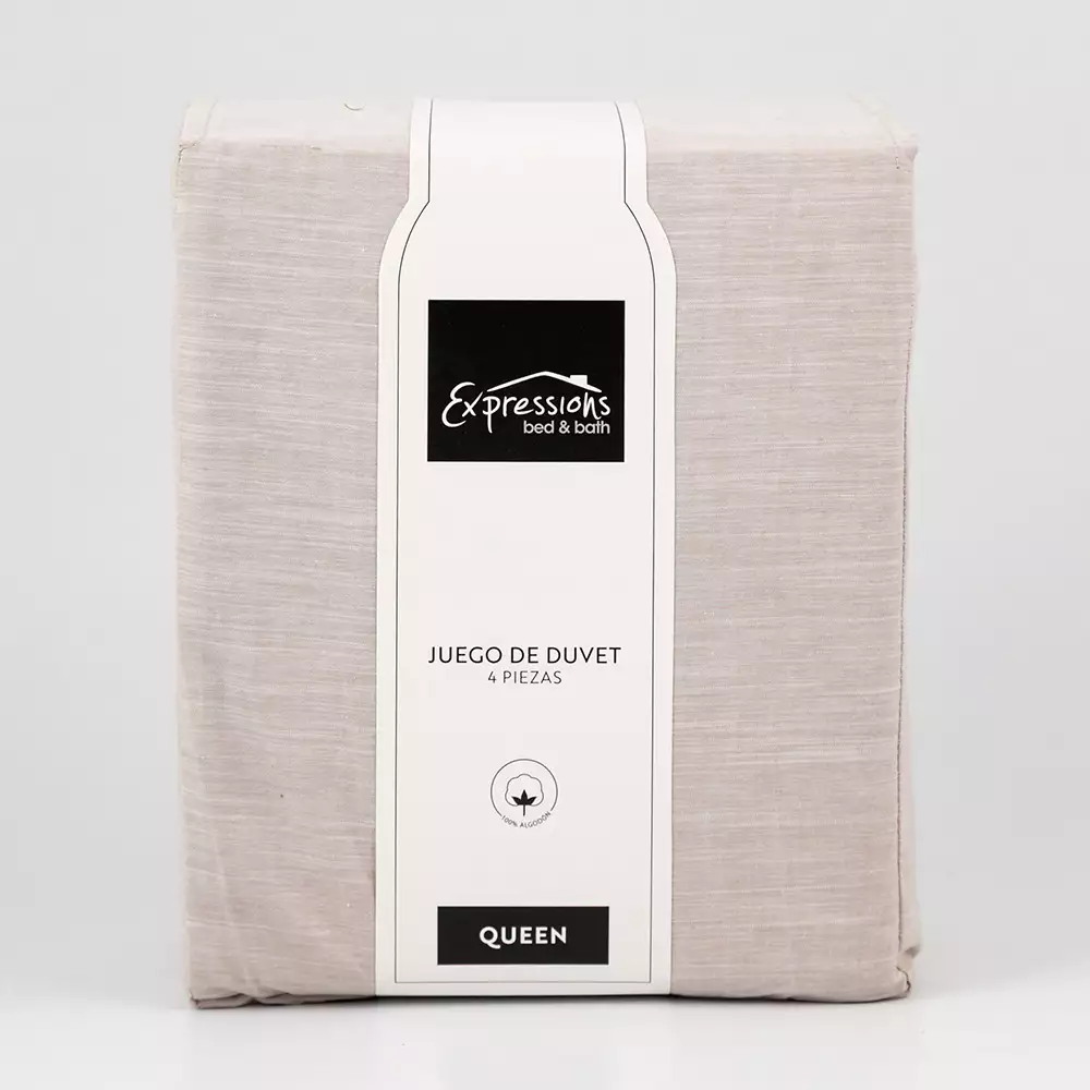 Juego De Duvet Expressions Queen 190X160Cm Beige 100% Algodon