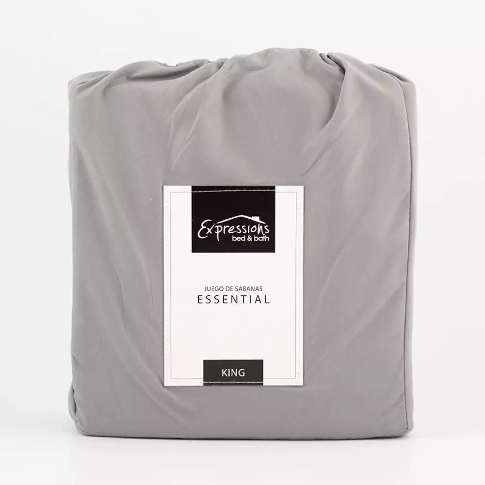 Juego De Sabana Expressions Jesca King Gris 100% Microfibra Ss