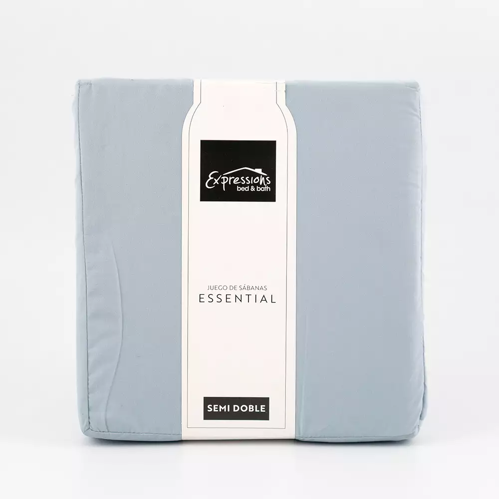 Juego De Sabanas Expressions Semidoble 190X120Cm Azul Claro 100%
