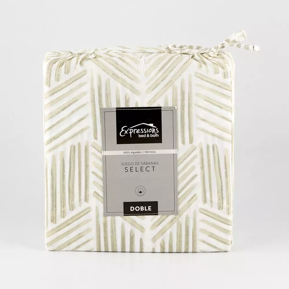 Juego Sabanas Expressions Geometric 150H Doble Gris 100% Algodon
