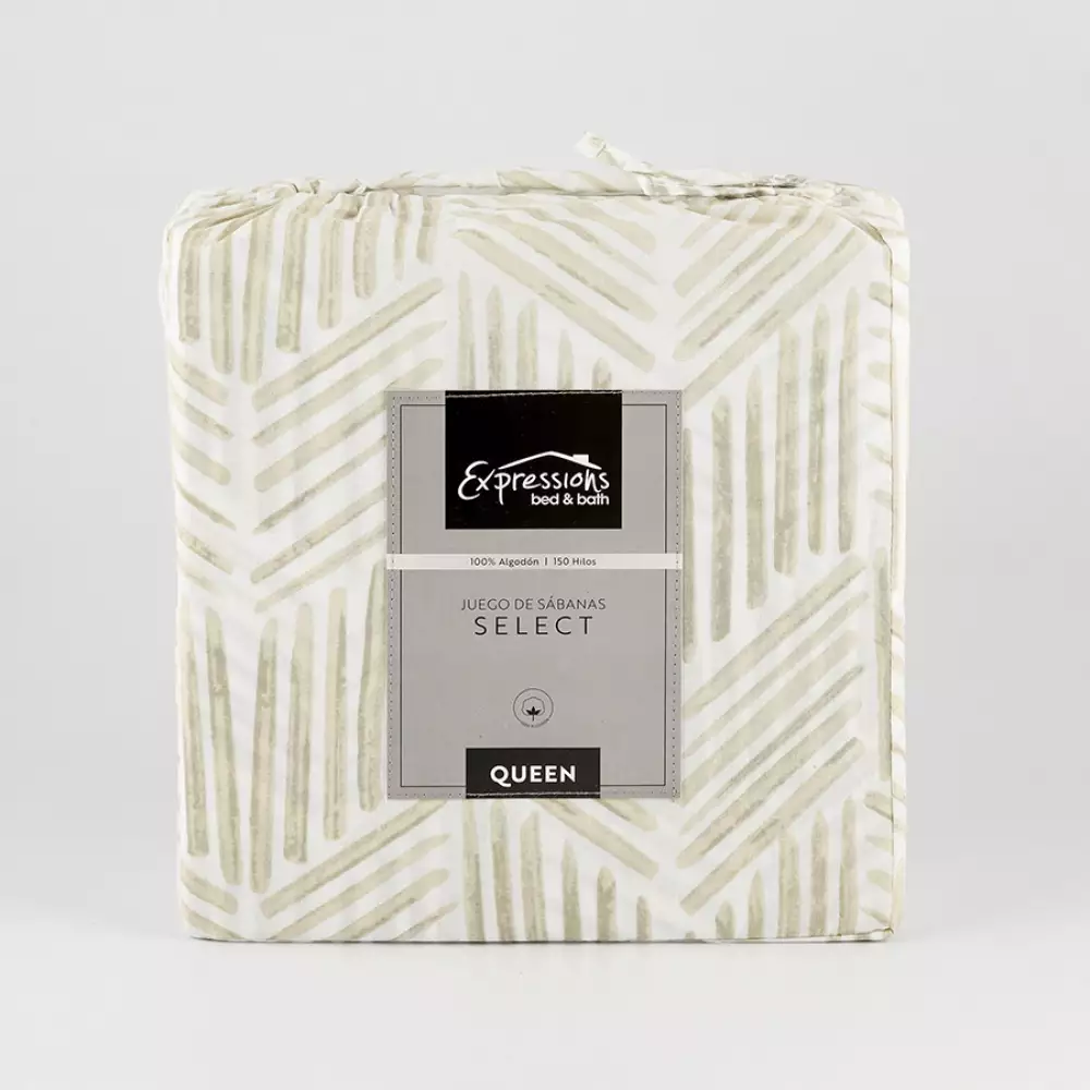 Juego Sabanas Expressions Geometric 150H Queen Gris 100% Algodon