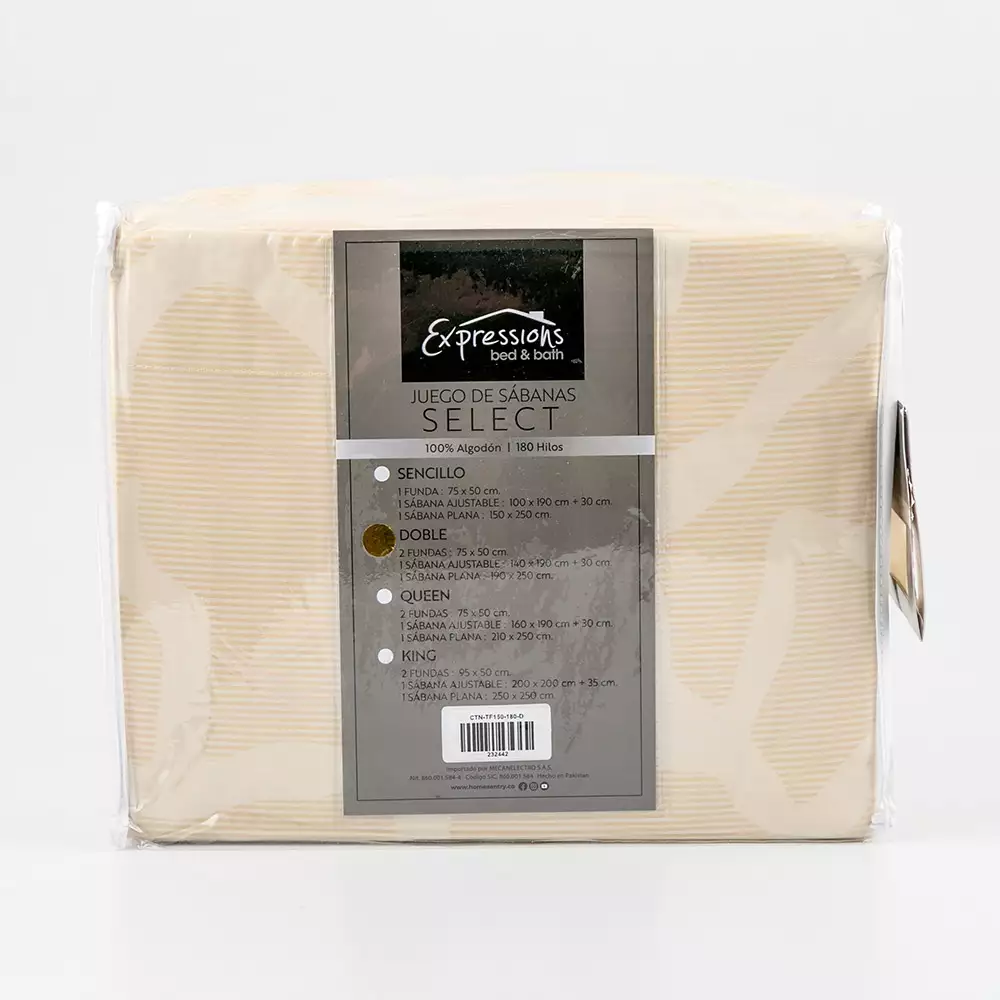 Juego Sabanas Expressions Montana 180H Doble Caqui 100% Algodon C