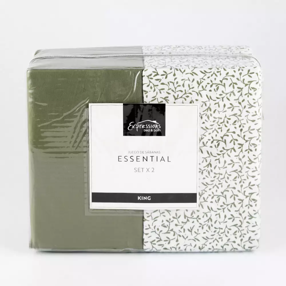 Juego Sabanas Expressions Set Basic King Verde 2 Ud 100% Polieste