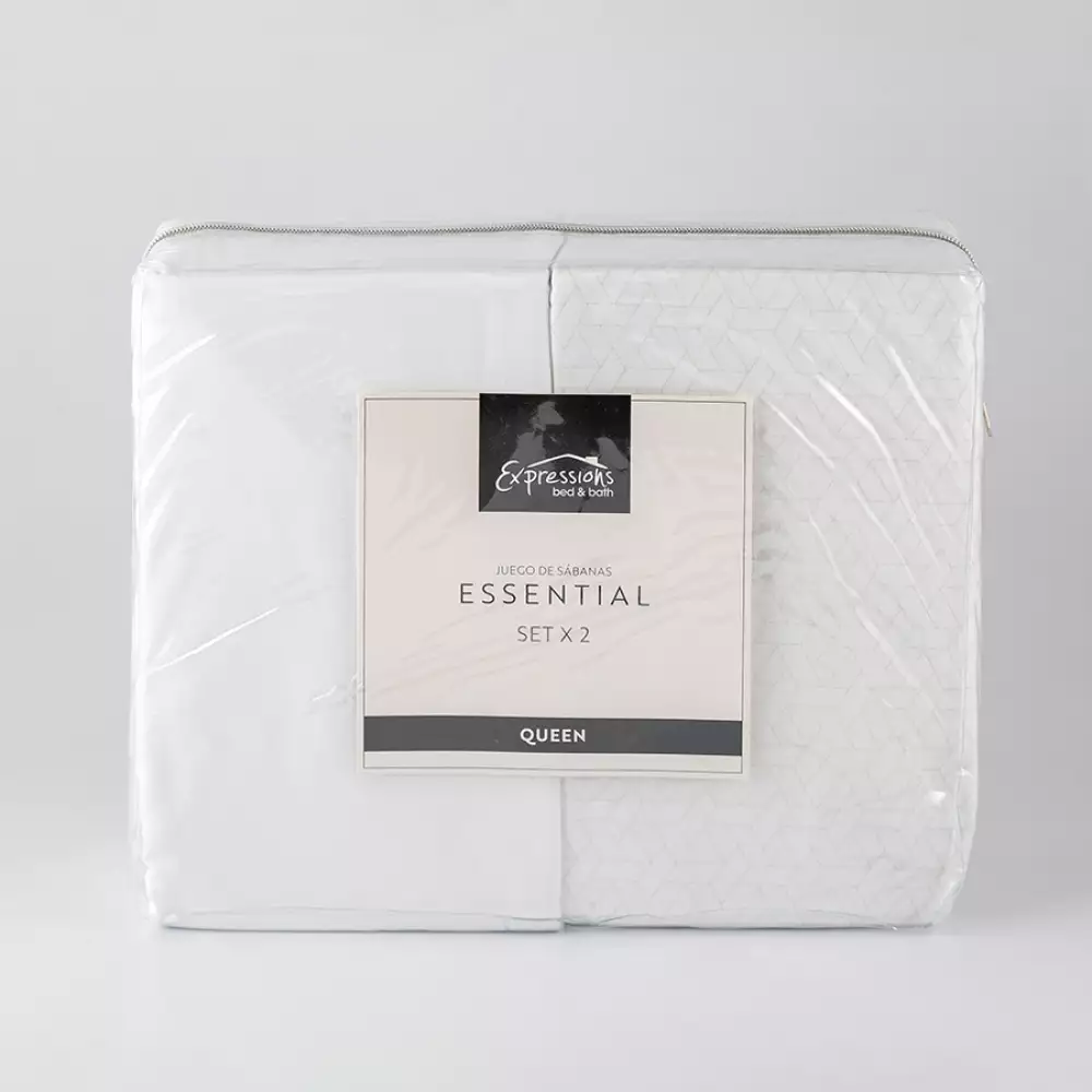 Juego Sabanas Expressions Set Basic Queen Blanco 2 Ud 100% Polies