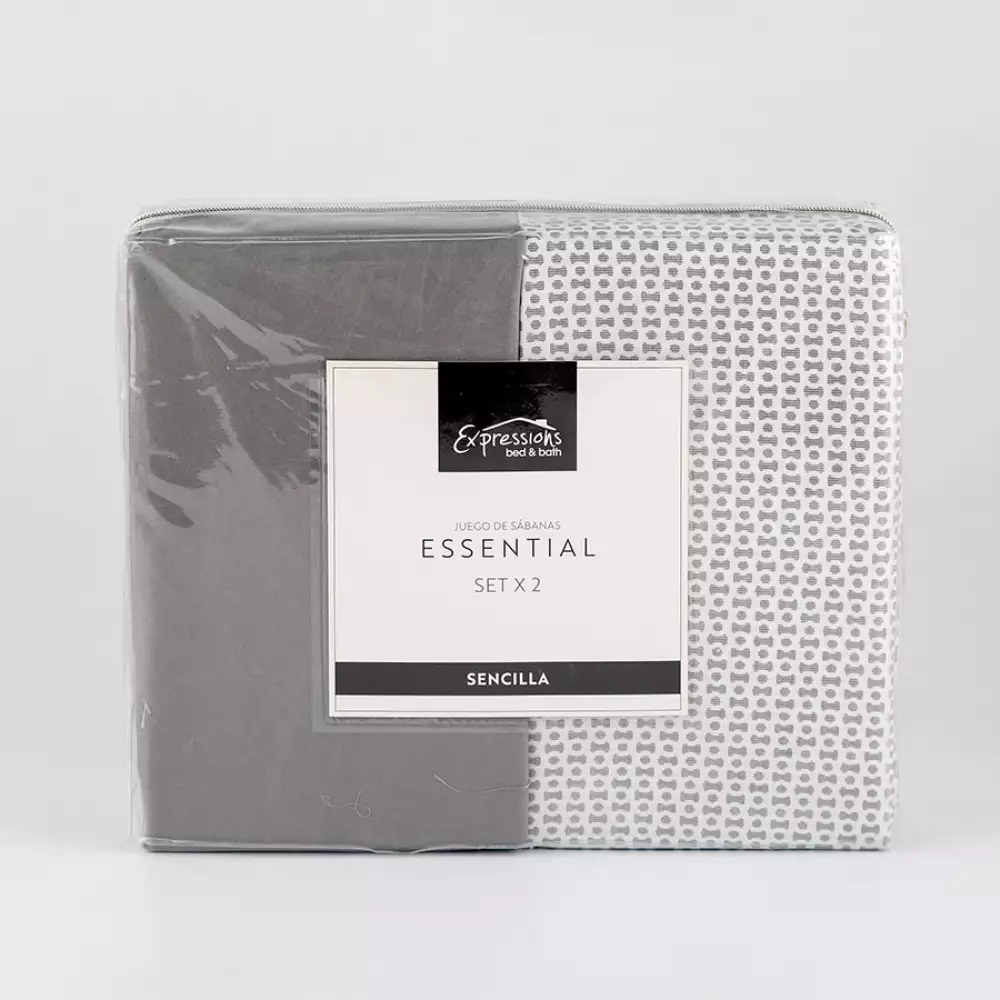 Juego Sabanas Expressions Set Basic Sencillo Gris 2 Ud 100% Polie