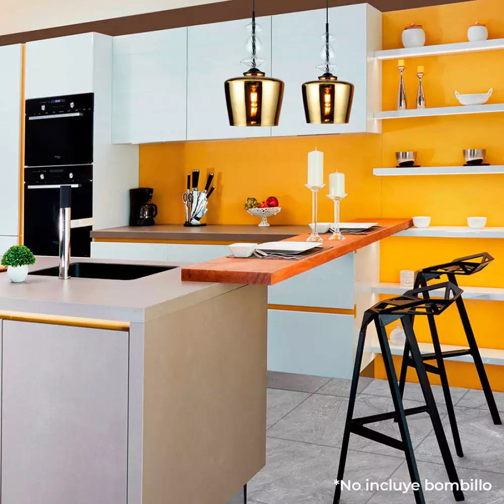 Lampara colgante akira gold vidrio color dorado