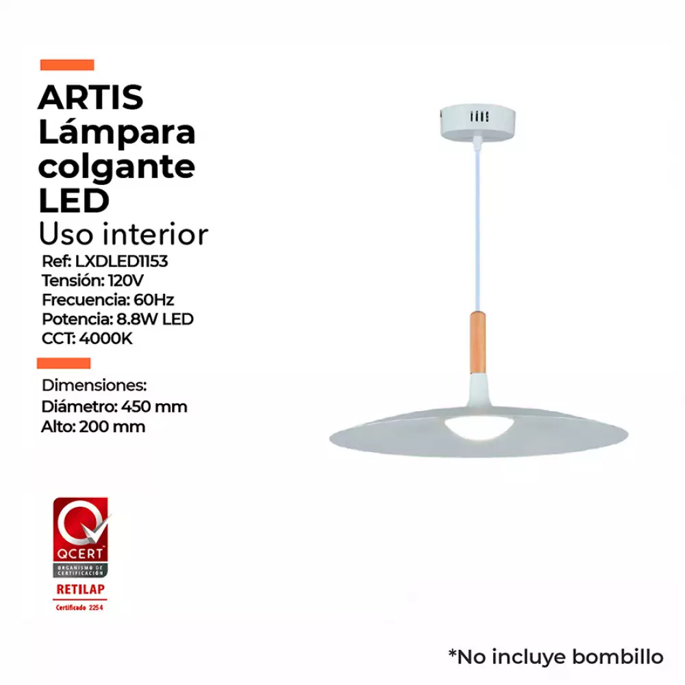 Lampara De Techo Lienxo Artis 24X46Cm Blanco 40 W Metal 20% Te