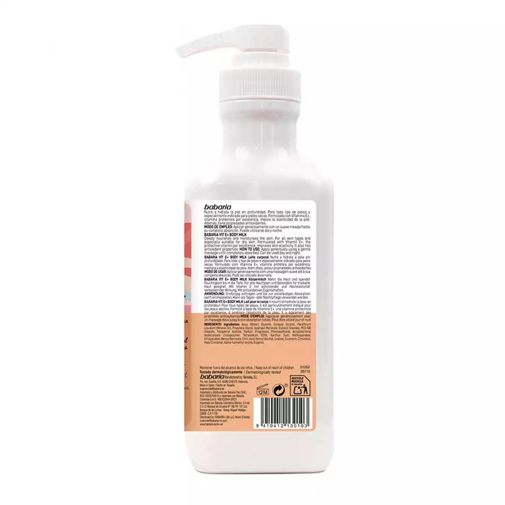 Leche corporal Vitamina E Babaria 500Ml