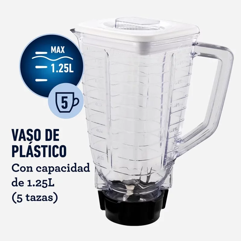 Licuadora Oster Blstkap-Wrd 550 W 2 Vel + Pulso Vaso Plastico 1.3