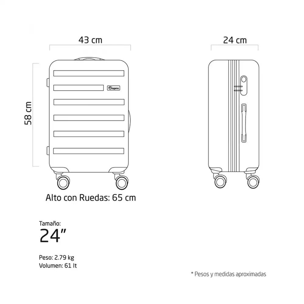 Maleta Lugano Bonucci 24 43X65X24Cm Negro Poliester At133-13