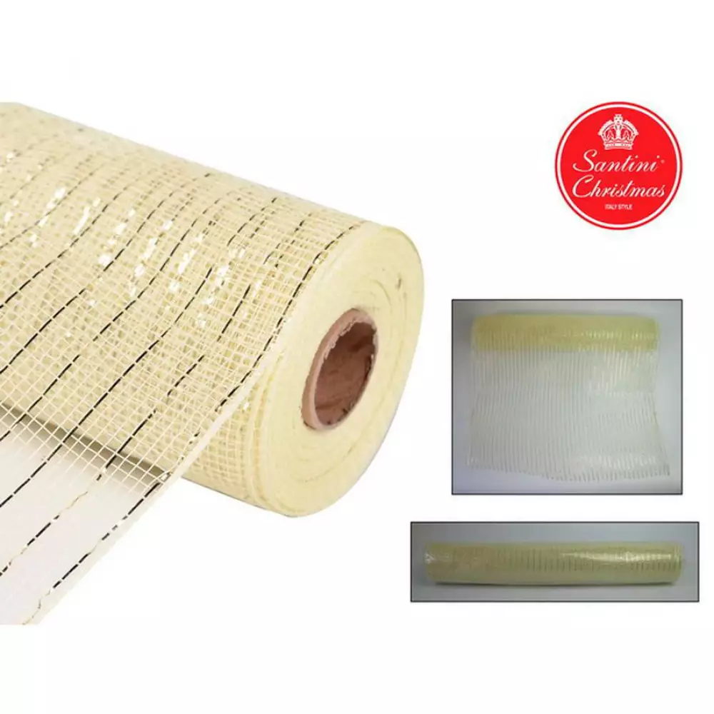 Malla navideña de 53x823cm dorado lineas