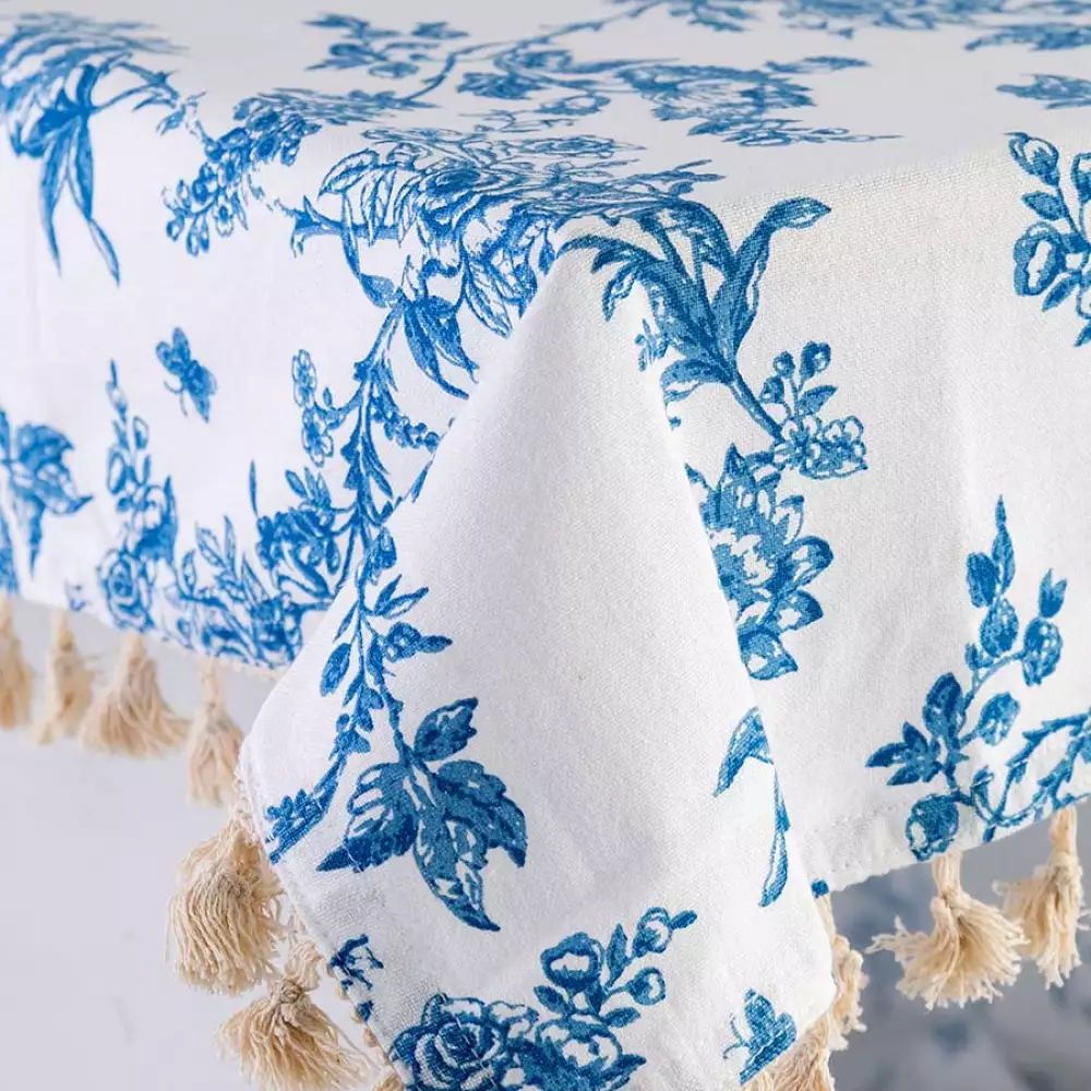 Mantel Expressions Flora 150X210Cm Azul Algodon Ri-24011623B