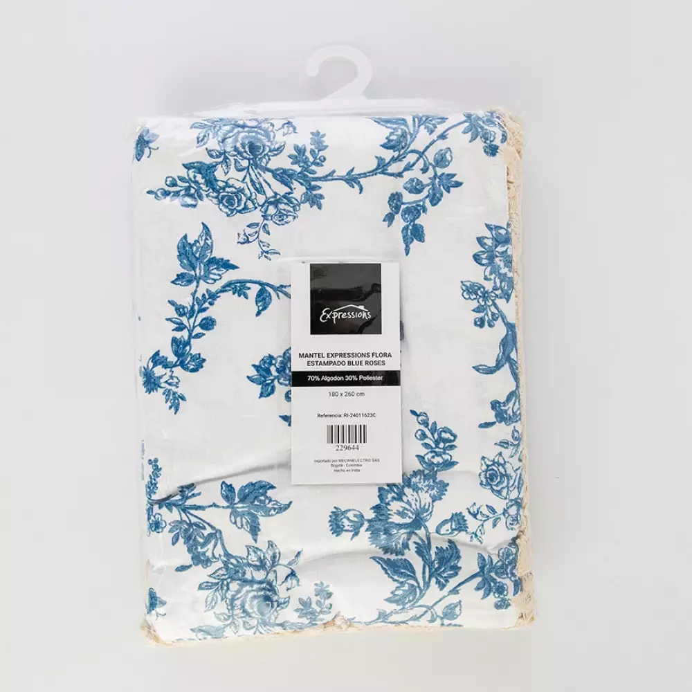 Mantel Expressions Flora 150X210Cm Azul Algodon Ri-24011623B
