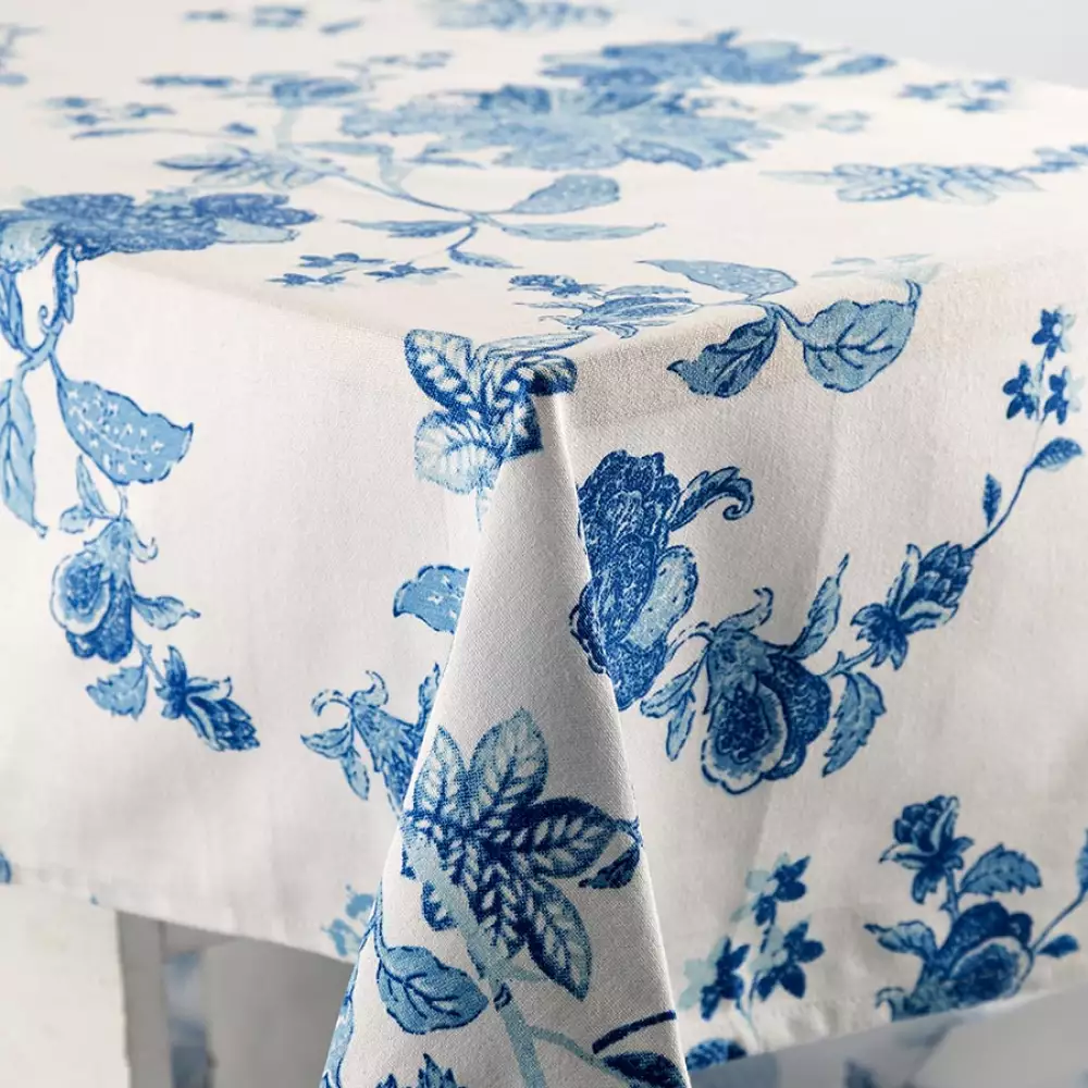 Mantel Expressions Flora 180X260Cm Azul Algodon Ri-24011623C