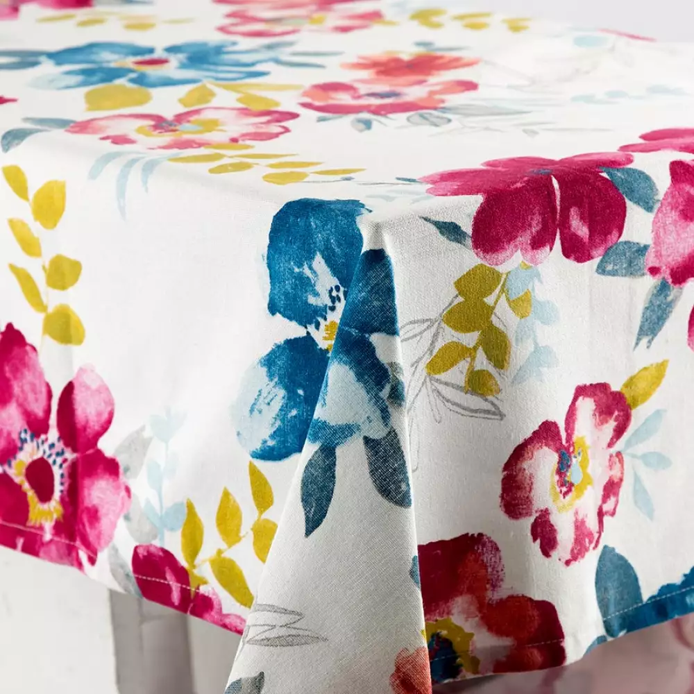 Mantel Expressions Flora Estampado 180X260Cm Blanco Algodon Ri-24