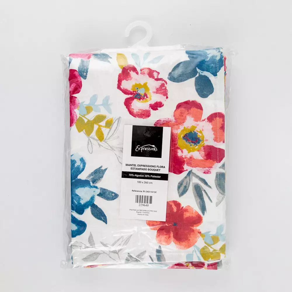 Mantel Expressions Flora Estampado 180X260Cm Blanco Algodon Ri-24