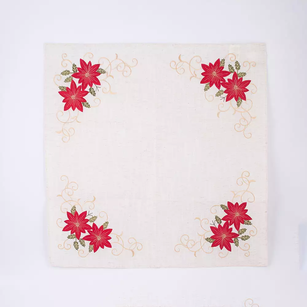 Mantel Miro Christmas Poinsettia 85X85Cm Blanco Poliester 831-X