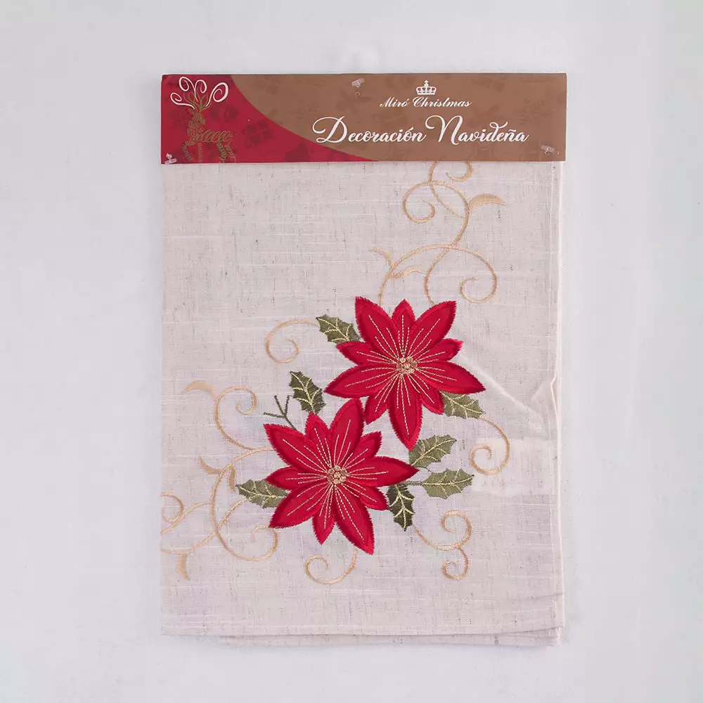 Mantel Miro Christmas Poinsettia 85X85Cm Blanco Poliester 831-X