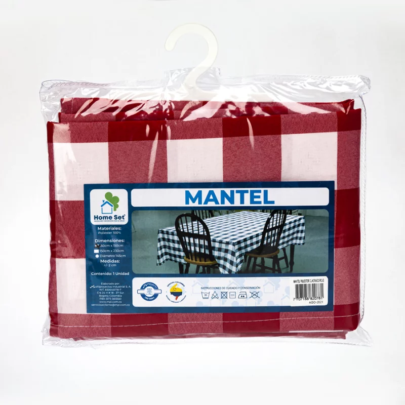 Mantel Multiproyectos 7611 Cuadrado 150X150Cm Rojo-Blanco Microfibra