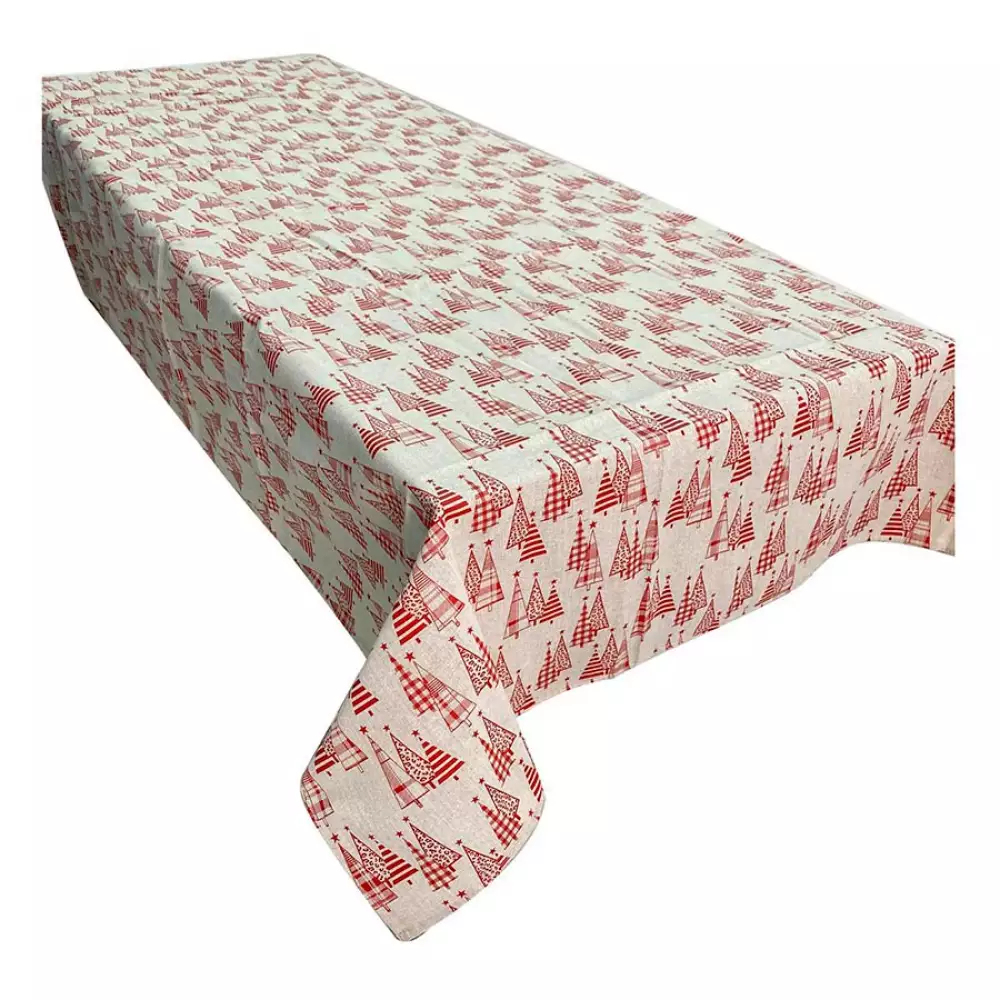 Mantel Navideño Diseño Árbol Blanco-Rojo Santini  180x140cm