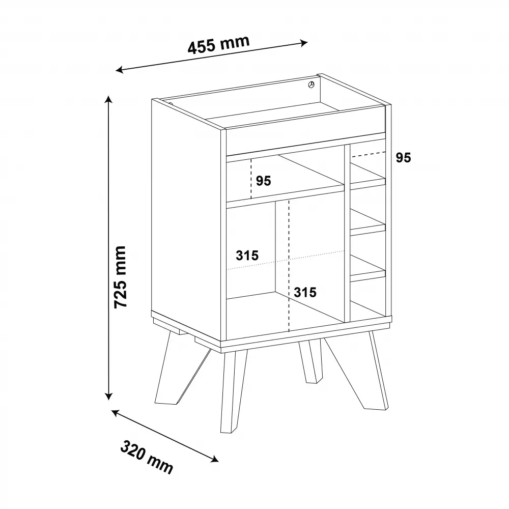 Mesa Auxiliar Bertolini Bar 45X72X32Cm Cafe Mdp 4102