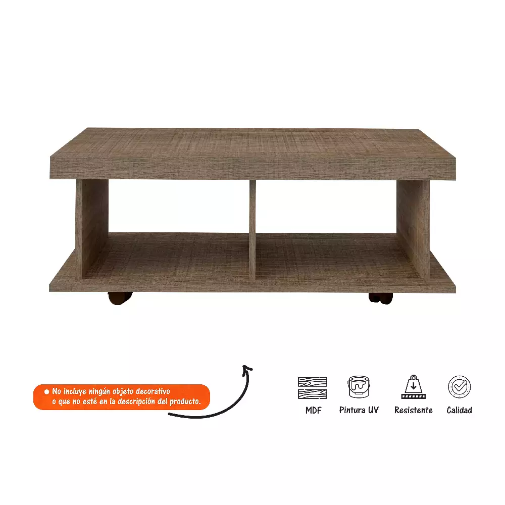 Mesa De Centro Bertolini Dunas 59X90X35Cm Cafe Mdp 3324