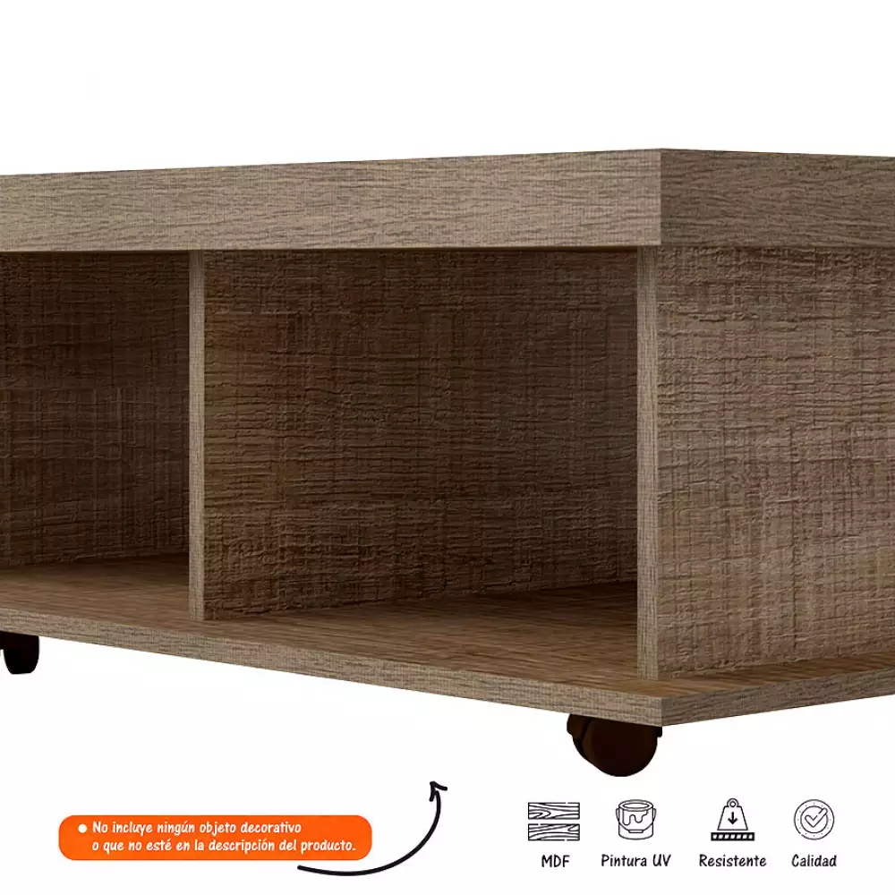 Mesa De Centro Bertolini Dunas 59X90X35Cm Cafe Mdp 3324