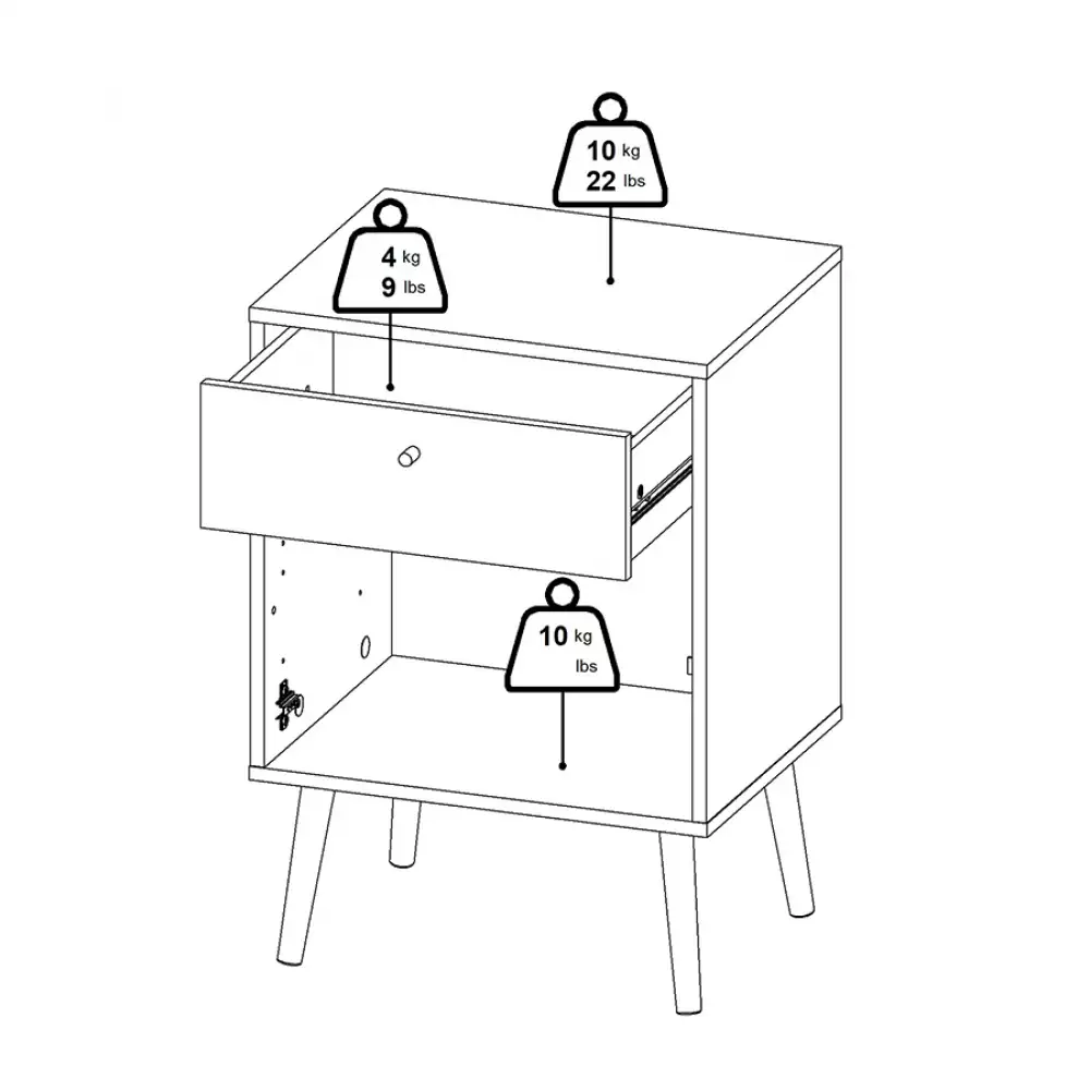 Mesa Noche Tvilum Bodo 50X72X39Cm Blanco